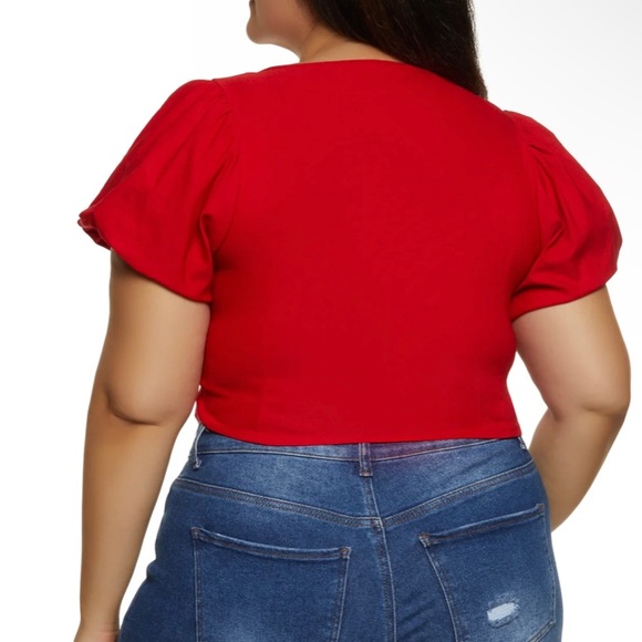 Women’s Size 2X Red Top Similar To Corset StyleClosure Puffy Sleeve Super Cute - Picture 2 of 2
